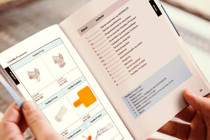 A5 produktmanual på 9 forskellige sprog